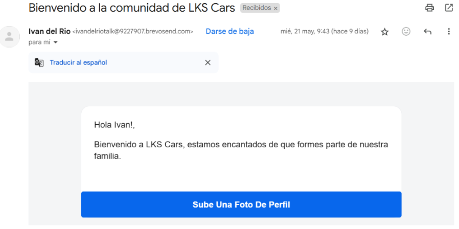 Pantalla de registro